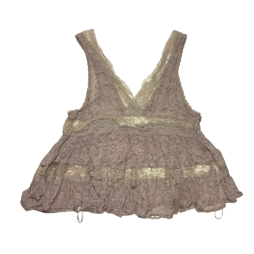 Intimately Free People Size XS Lace V Neck Pink Sleepwear Shirt Tank Fairy Top